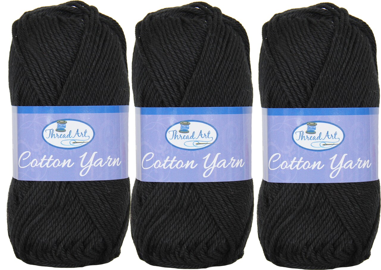 Threadart 100% Pure Cotton Crochet Yarn Size 4 | 50 gram Skeins | Worsted Medium | 85 yds per Skein | 30 Colors Available | Singles, 3 Packs, 6 Packs